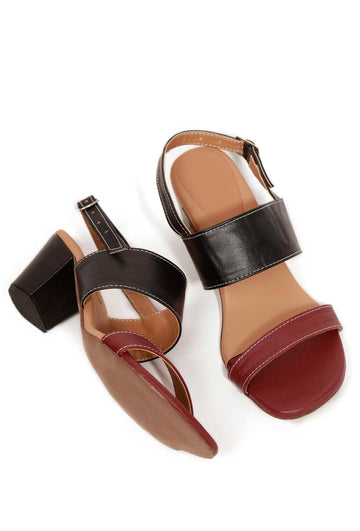 Cherry Red and Black Strap Heels – Cushion Padded & Stylish